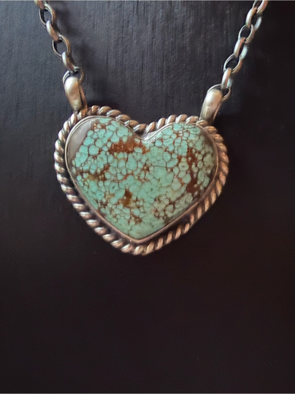 Heart-Shaped Number eight Turquoise Pendant Necklace